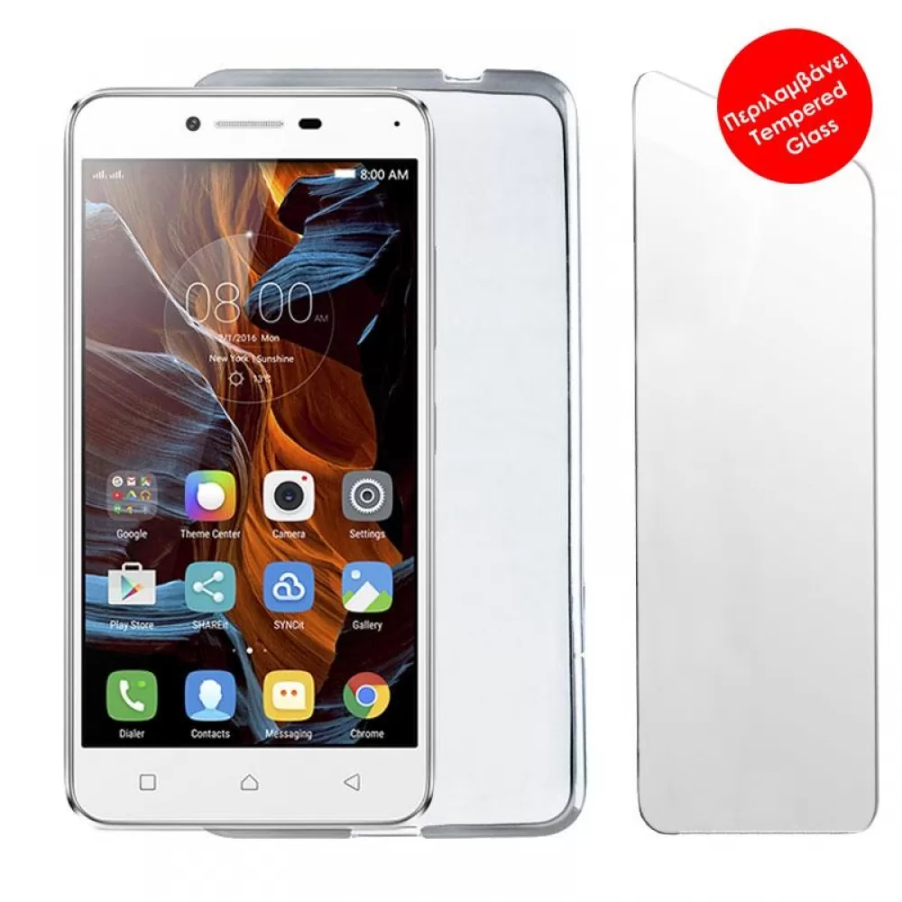 matshop.gr - VOLTE-TEL COMBO LENOVO VIBE K5 5.0" TEMPERED 0.30 + ΘΗΚΗ SLIMCOLOR WHITE