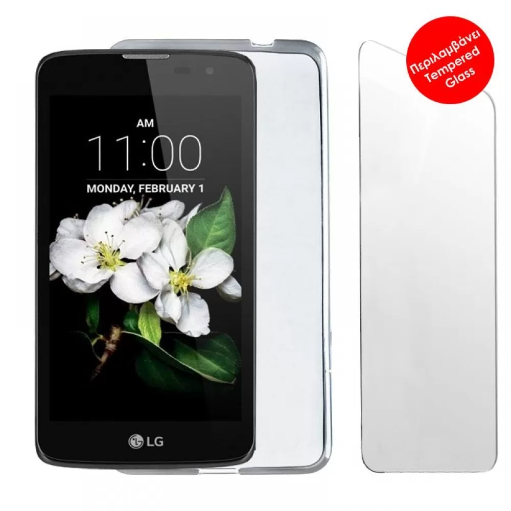 matshop.gr - VOLTE-TEL COMBO LG K7 X210 5.0" TEMPERED 0.30 + ΘΗΚΗ SLIMCOLOR WHITE