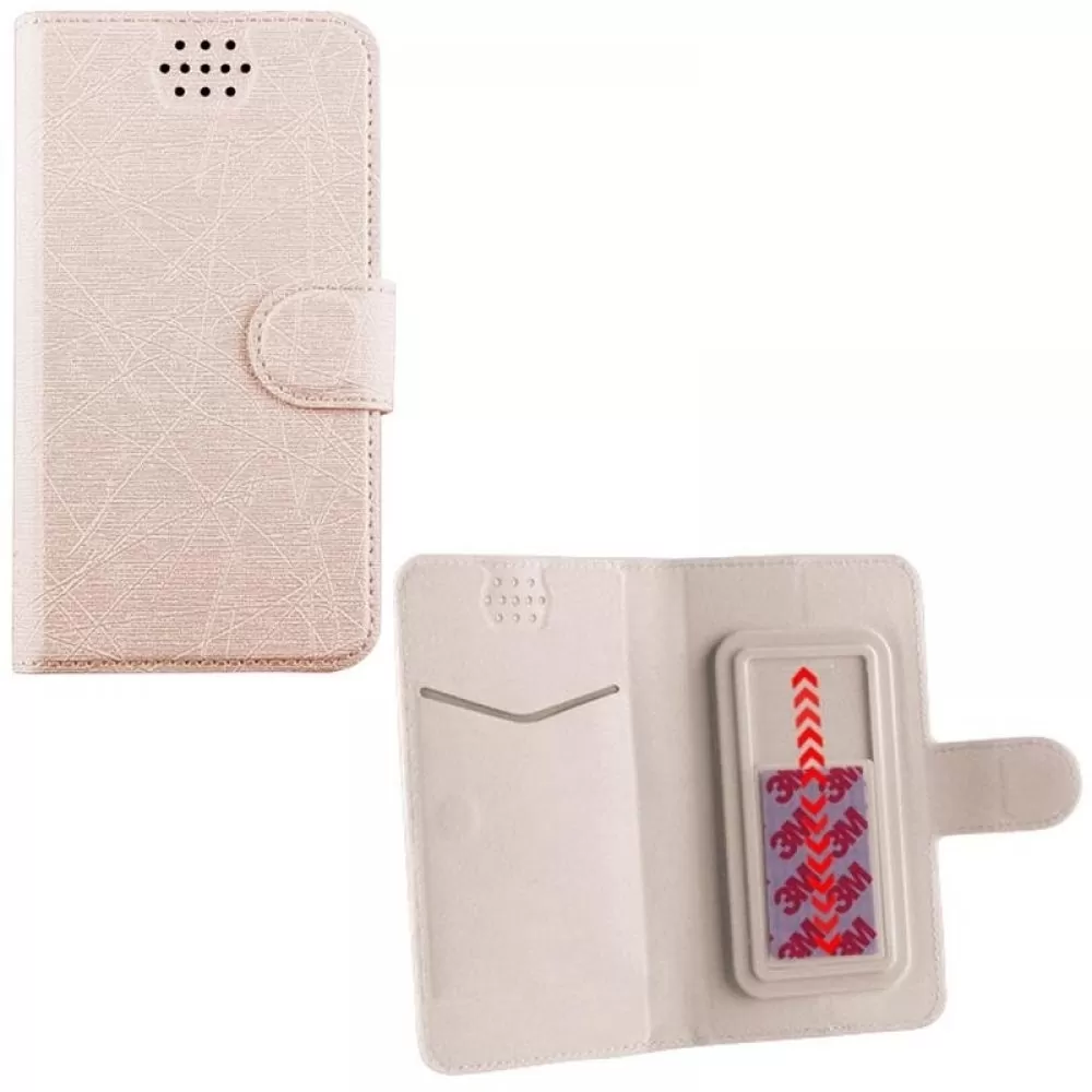 matshop.gr - VOLTE-TEL ΘΗΚΗ UNIVERSAL 5.0"-5.7" LEATHER LINE BOOK STAND 3M SLIDE GOLD