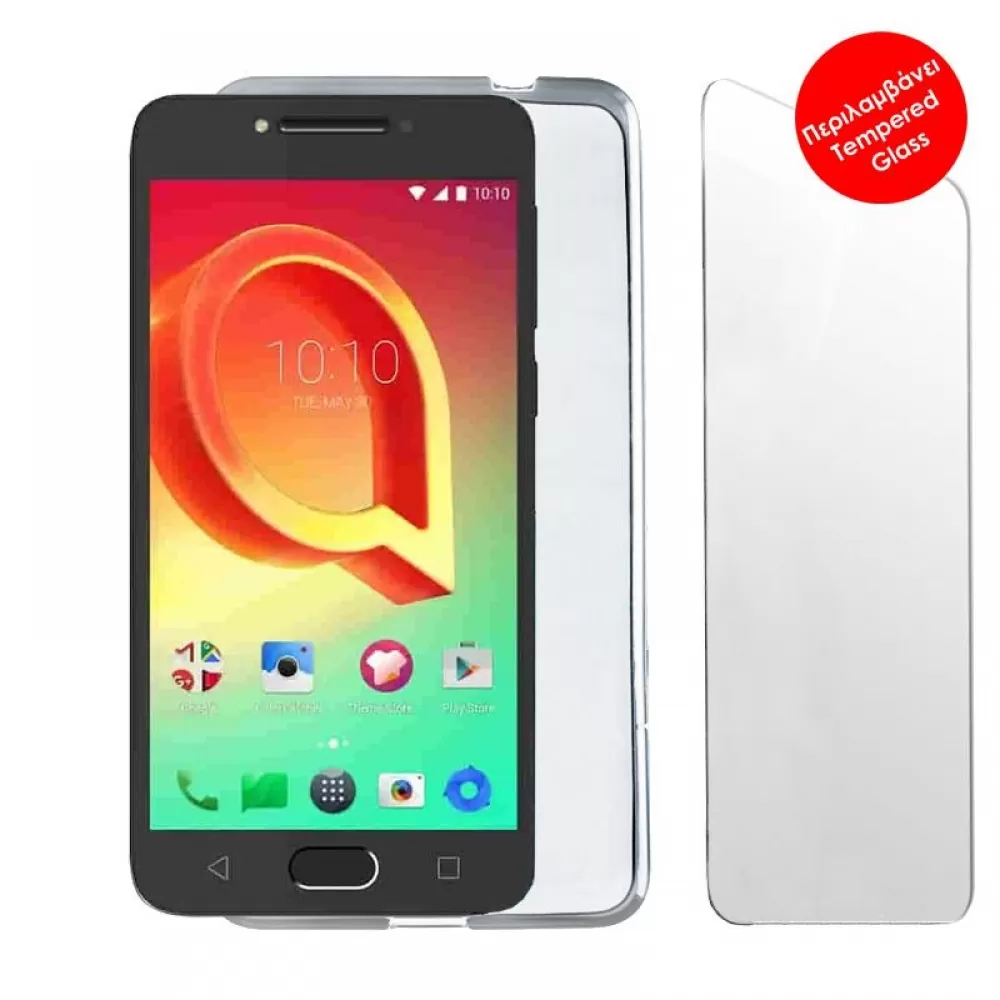 matshop.gr - VOLTE-TEL COMBO ALCATEL A5 LED 5.2" TEMPERED 0.30 + ΘΗΚΗ SLIMCOLOR WHITE