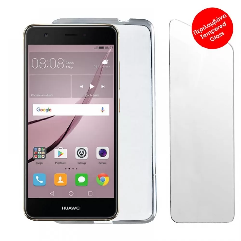 matshop.gr - VOLTE-TEL COMBO HUAWEI NOVA 5.0" TEMPERED 0.30 + ΘΗΚΗ SLIMCOLOR WHITE