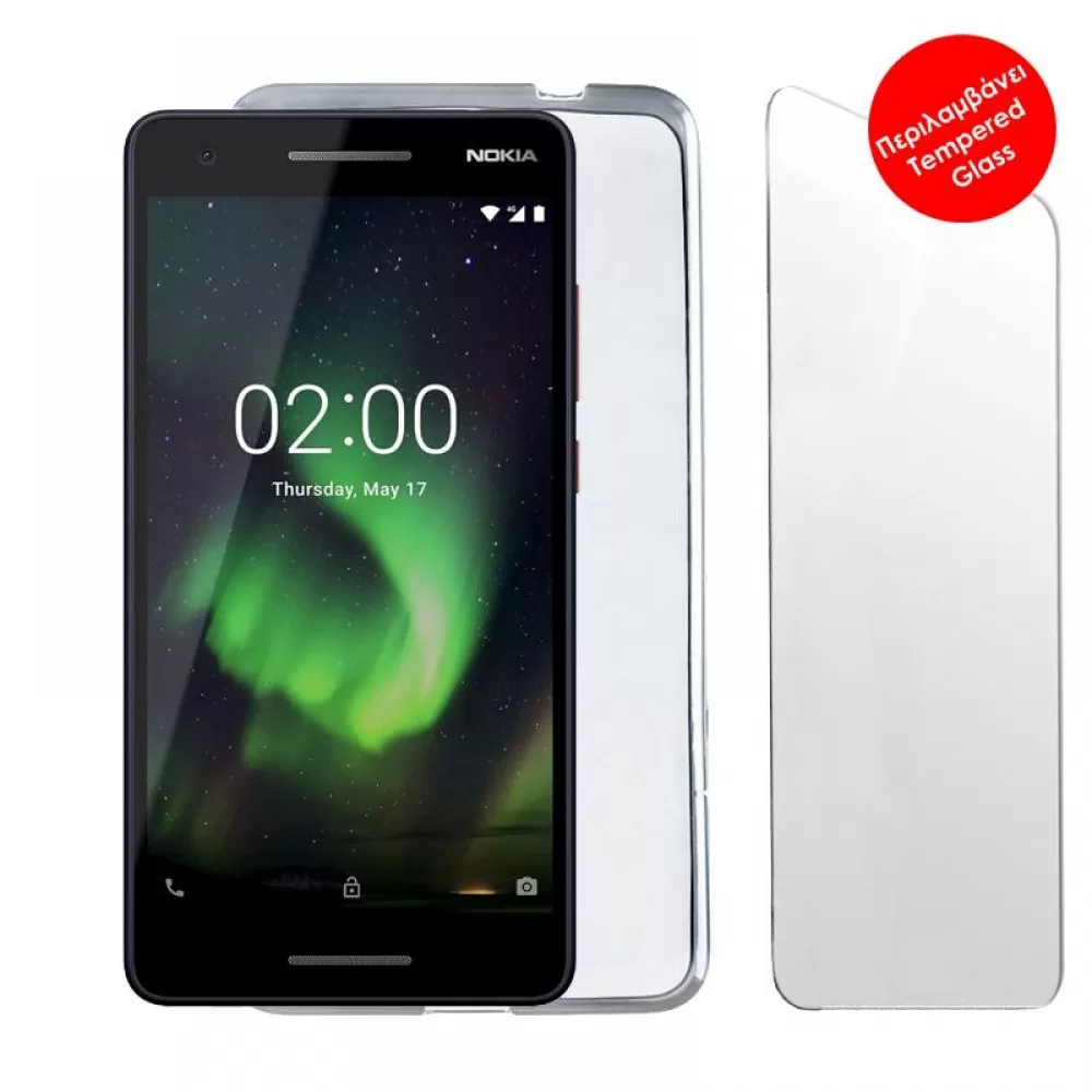 matshop.gr - VOLTE-TEL COMBO NOKIA 2.1 TA-1086 5.5" TEMPERED 0.30 + ΘΗΚΗ SLIMCOLOR WHITE