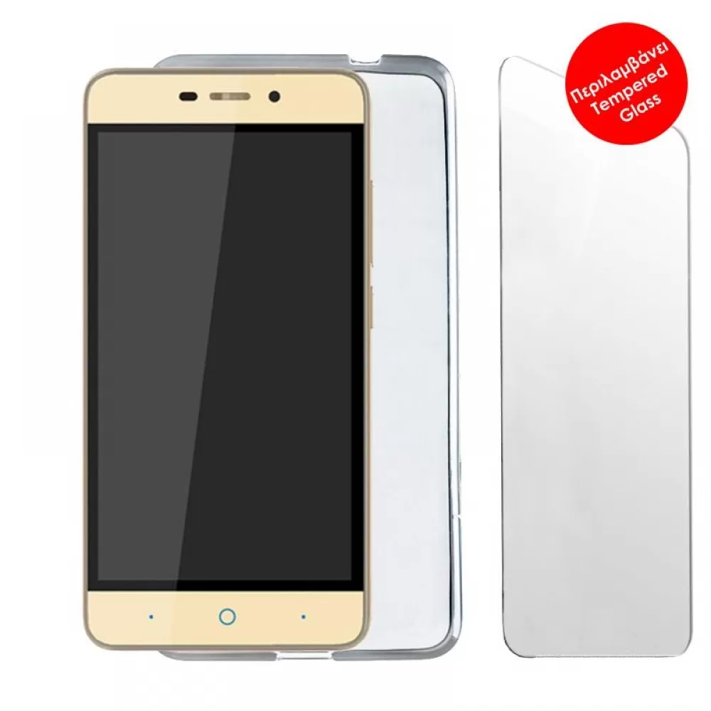 matshop.gr - VOLTE-TEL COMBO ZTE BLADE A452 5.0" TEMPERED 0.30 + ΘΗΚΗ SLIMCOLOR WHITE