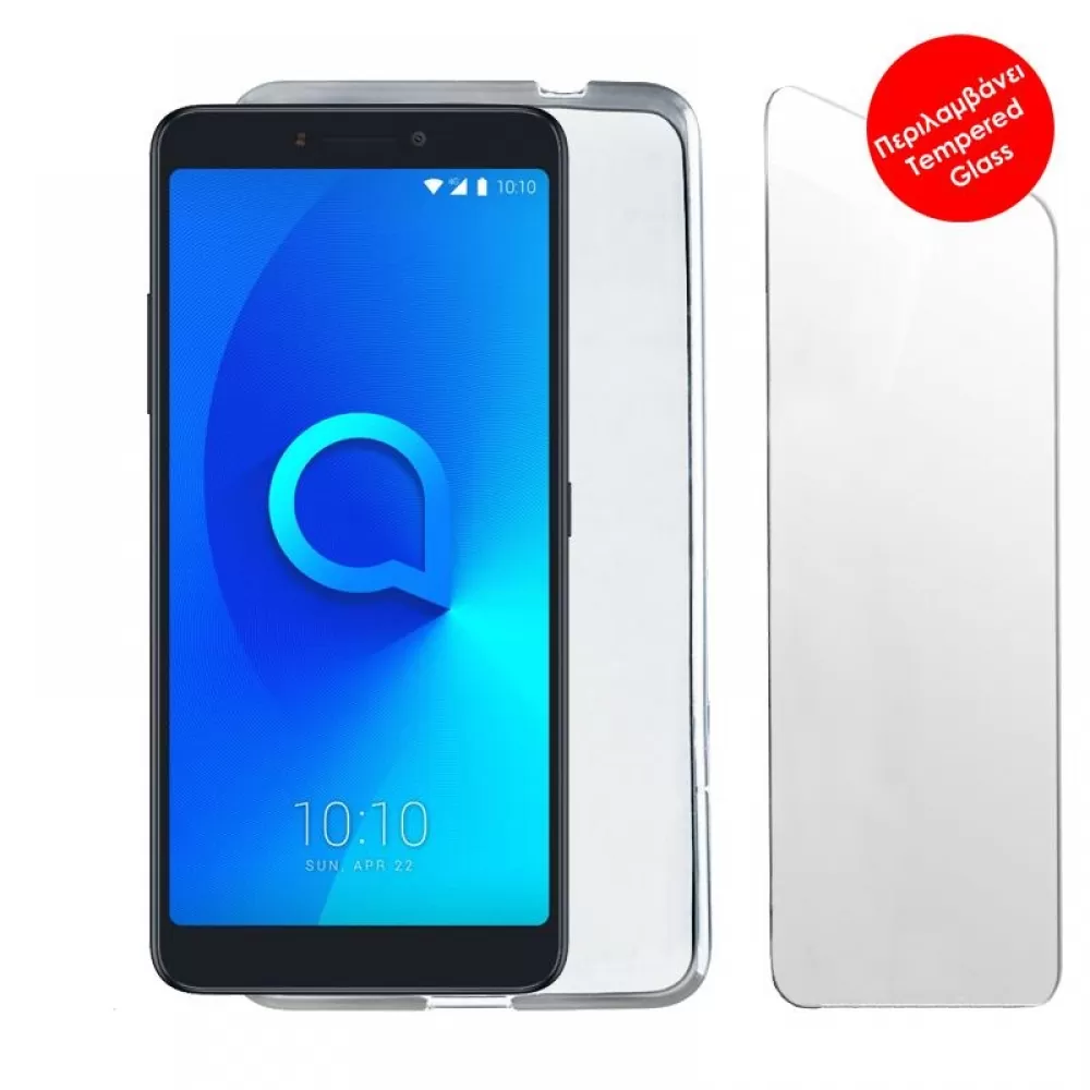 matshop.gr - VOLTE-TEL COMBO ALCATEL 3V 6.0" TEMPERED 0.30 + ΘΗΚΗ SLIMCOLOR AIR WHITE
