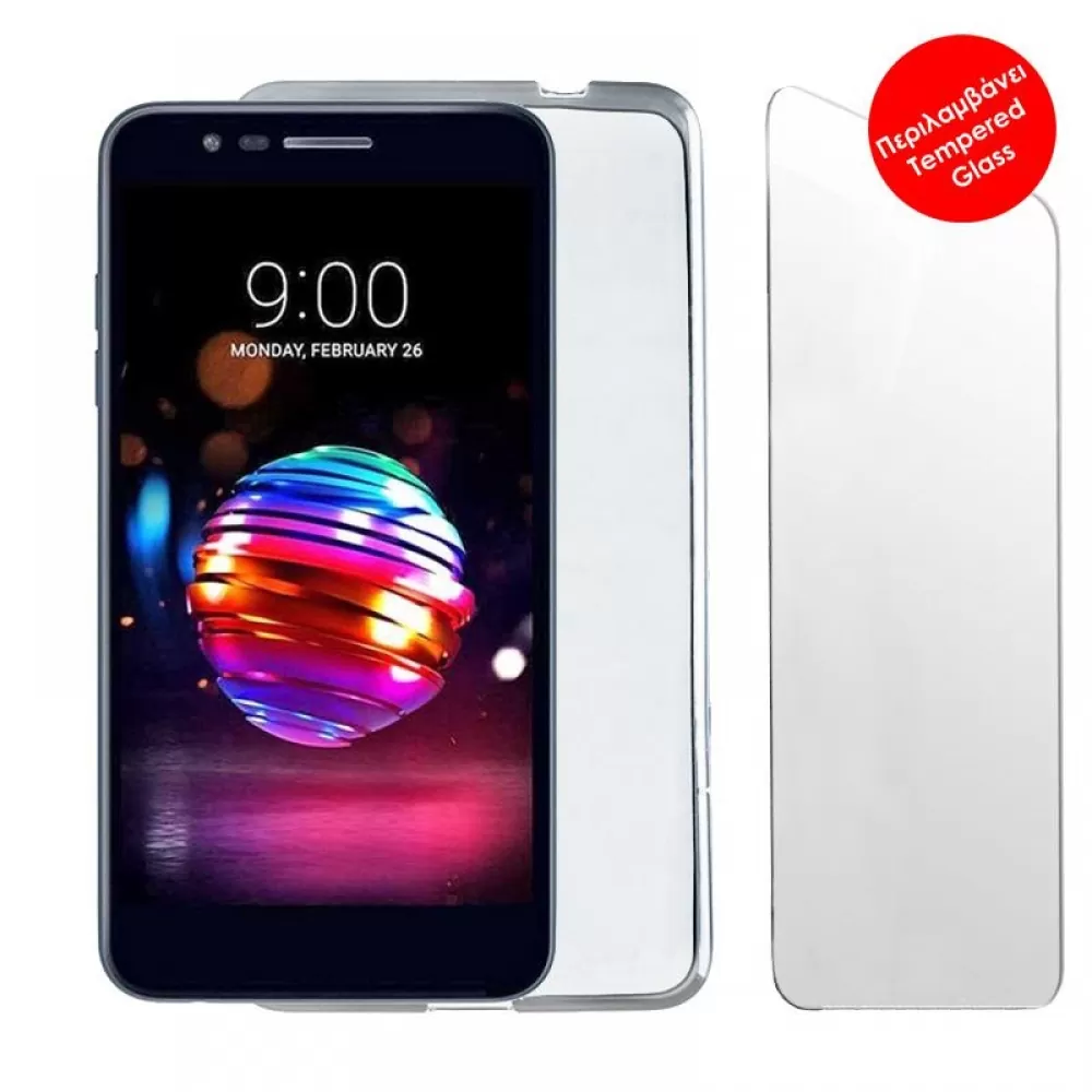 matshop.gr - VOLTE-TEL COMBO LG K10 2018 5.3" TEMPERED 0.30 + ΘΗΚΗ SLIMCOLOR AIR WHITE