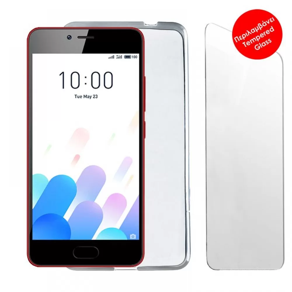 matshop.gr - VOLTE-TEL COMBO MEIZU M5C 5.0" TEMPERED 0.30 + ΘΗΚΗ SLIMCOLOR AIR WHITE