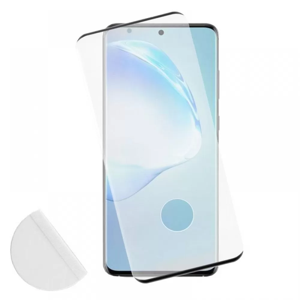 matshop.gr - IDOL 1991 TEMPERED GLASS SAMSUNG S20 PLUS G985 6.7" 9H 0.25mm 3D FULL GLUE SEMI CURVED FINGER UNLOCK BLACK + SQUEEZY CARD