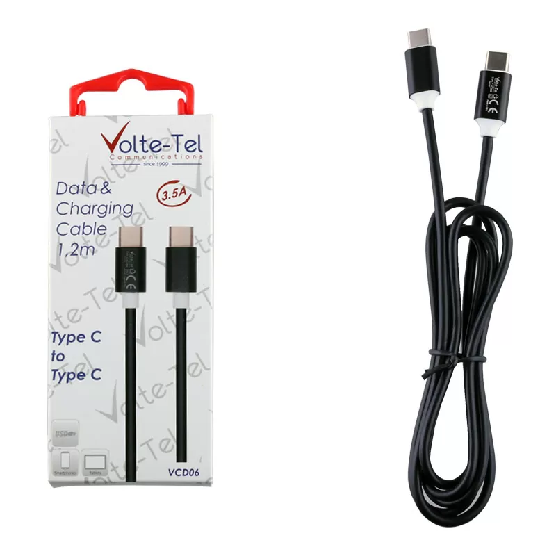 matshop.gr - VOLTE-TEL USB-C TYPE C->TYPE C ALUMINIUM 3.5A ΦΟΡΤΙΣΗΣ-DATA 1.2m VCD06 BLACK