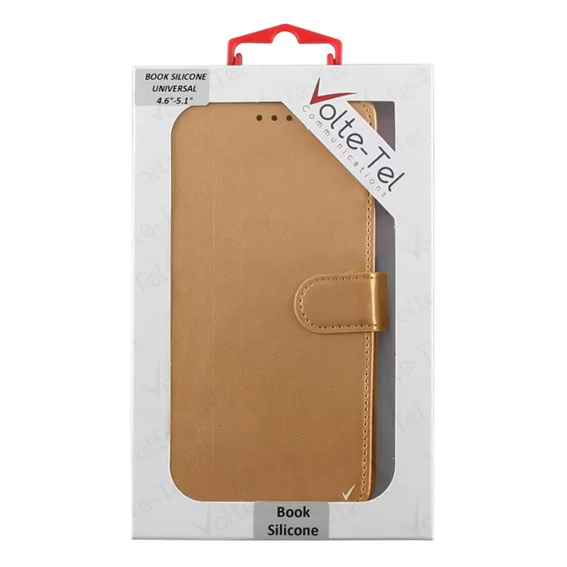 matshop.gr - VOLTE-TEL ΘΗΚΗ UNIVERSAL 4.3"-5.4" 13.5x7cm BOOK SILICONE GOLD