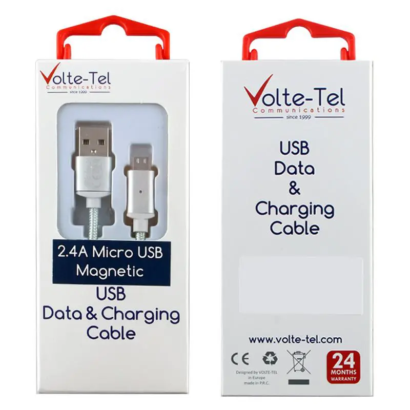 matshop.gr - VOLTE-TEL MICRO USB ΦΟΡΤΙΣΗΣ-DATA MAGNETIC BRAIDED VCD08 2.4A 1m SILVER