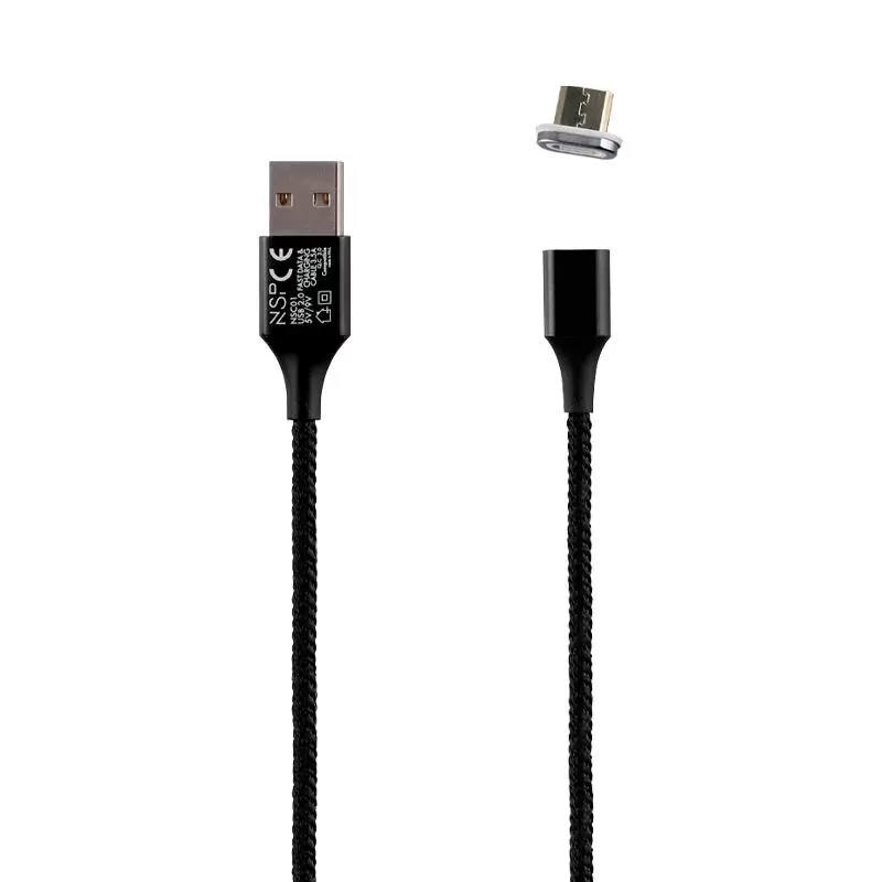 matshop.gr - NSP MICRO USB ΦΟΡΤΙΣΗΣ-DATA MAGNETIC BRAIDED NSC01 3.5A QC 2.0 1m BLACK
