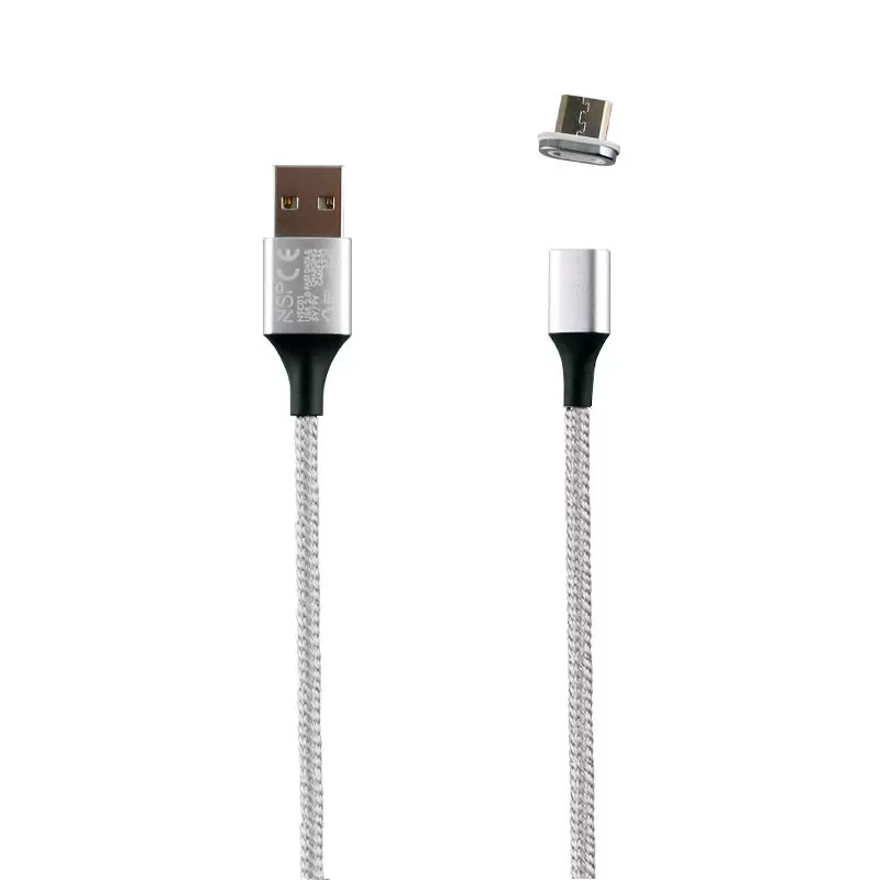 matshop.gr - NSP MICRO USB ΦΟΡΤΙΣΗΣ-DATA MAGNETIC BRAIDED NSC01 3.5A QC 2.0 1m SILVER