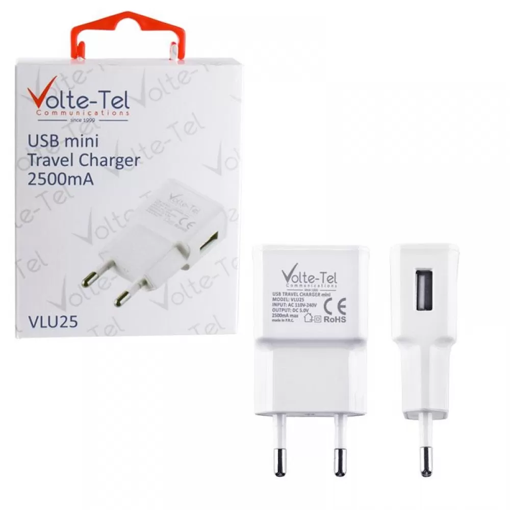 matshop.gr - VOLTE-TEL USB TRAVEL CHARGER mini VLU25 2500mA WHITE
