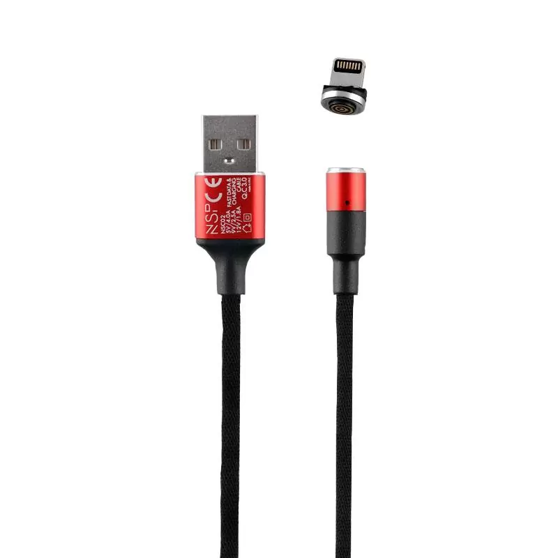 matshop.gr - NSP LIGHTNING USB ΦΟΡΤΙΣΗΣ-DATA MAGNETIC BRAIDED NSC02 4.0A QC 3.0 1.2m RED