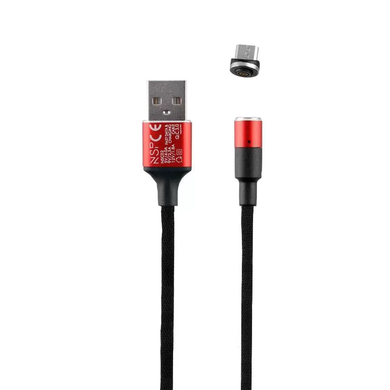 matshop.gr - NSP MICRO USB ΦΟΡΤΙΣΗΣ-DATA MAGNETIC BRAIDED NSC02 4.0A QC 3.0 1.2m RED