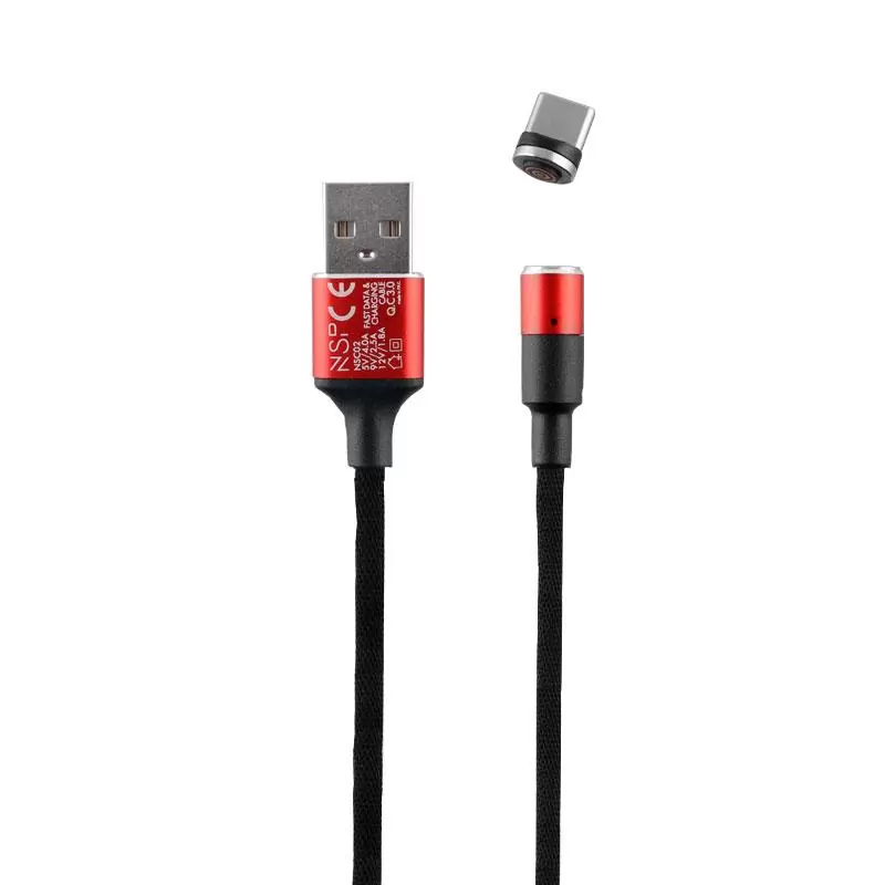 matshop.gr - NSP TYPE C USB ΦΟΡΤΙΣΗΣ-DATA MAGNETIC BRAIDED NSC02 4.0A QC 3.0 1.2m RED