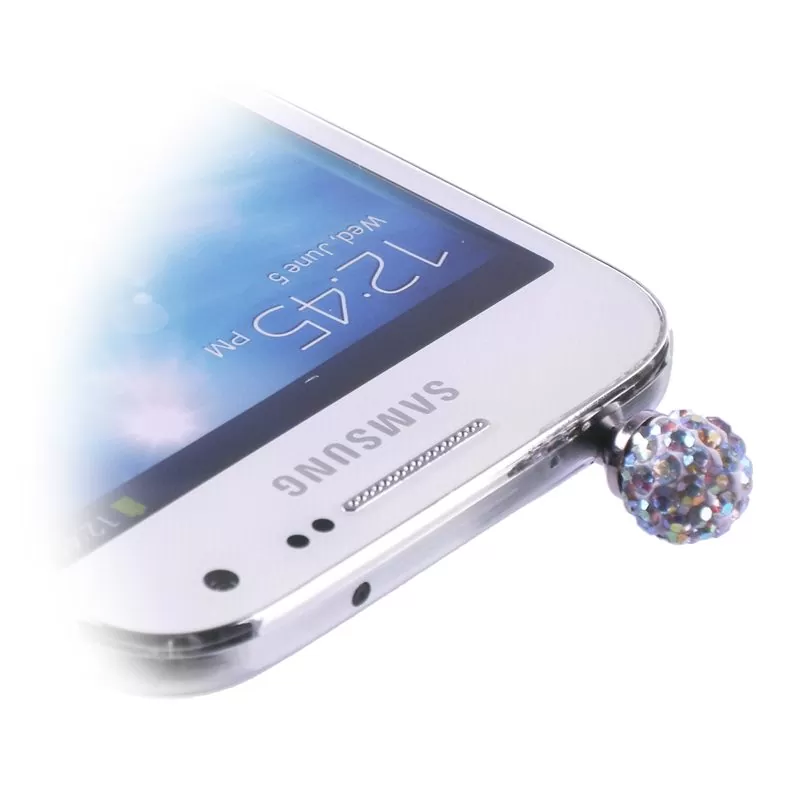 matshop.gr - EARPHONE ANTI-DUST JACK PLUG 3.5mm DIAMOND BALL WHITE
