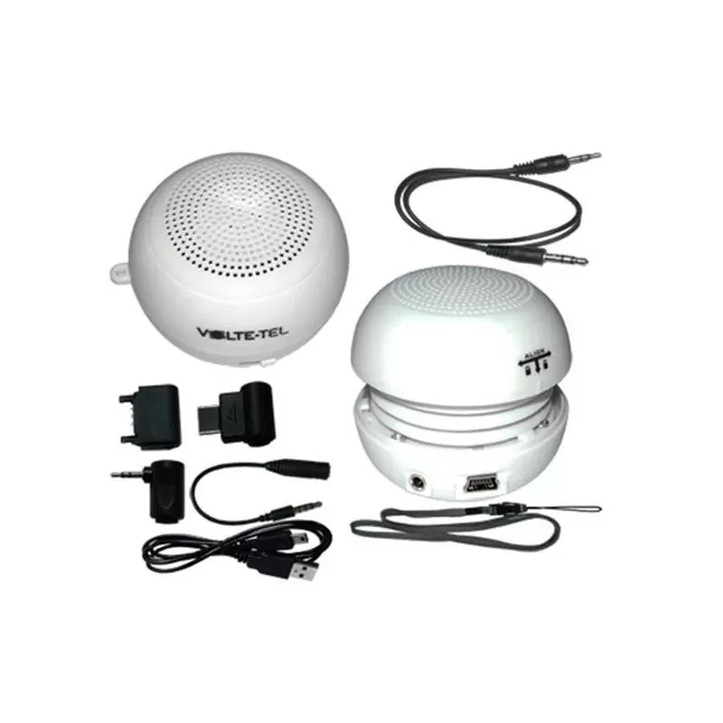 matshop.gr - MULTIMEDIA SPEAKER VOLTE-TEL VT-150B MINI WHITE 4 ADAPTORS