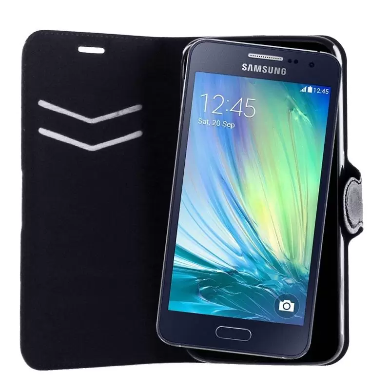 matshop.gr - VOLTE-TEL ΘΗΚΗ SAMSUNG A3 A300 LINE LEATHER-TPU BOOK STAND BLACK