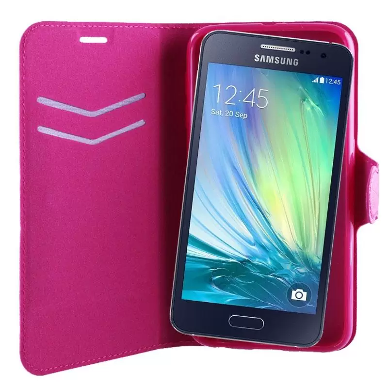 matshop.gr - VOLTE-TEL ΘΗΚΗ SAMSUNG A3 A300 LINE LEATHER-TPU BOOK STAND PINK