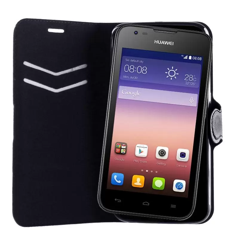 matshop.gr - VOLTE-TEL ΘΗΚΗ HUAWEI ASCEND Y550 LINE LEATHER-TPU BOOK STAND BLACK