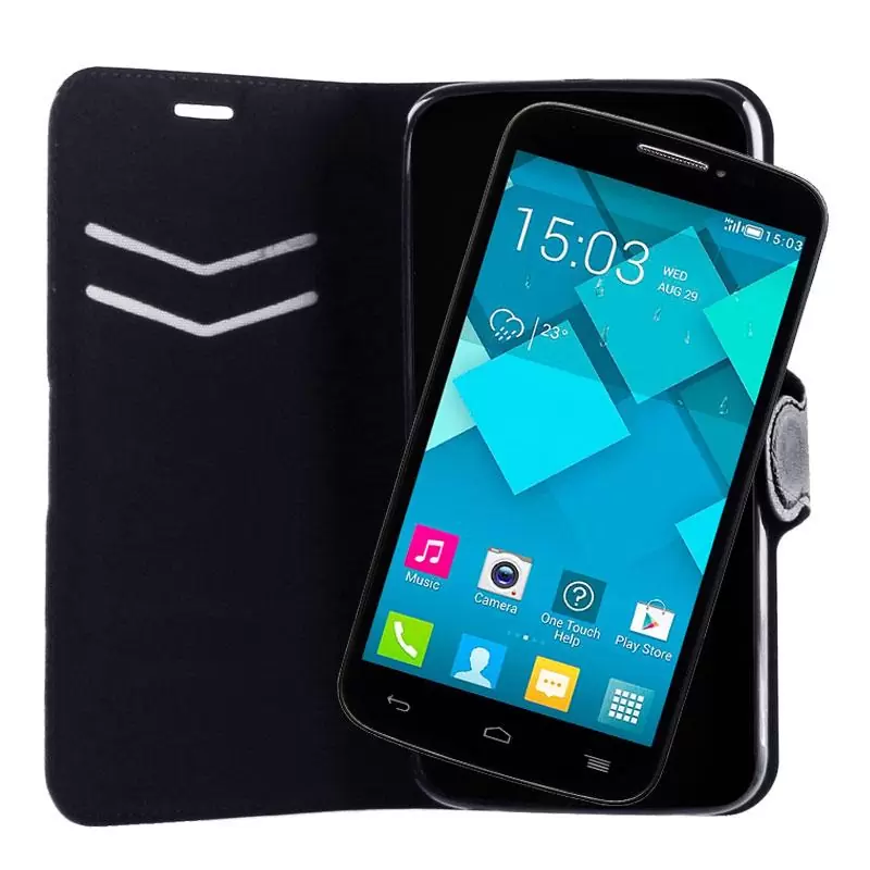 matshop.gr - VOLTE-TEL ΘΗΚΗ ALCATEL ONE TOUCH POP C7 7041 LINE LEATHER-TPU BOOK STAND BLACK
