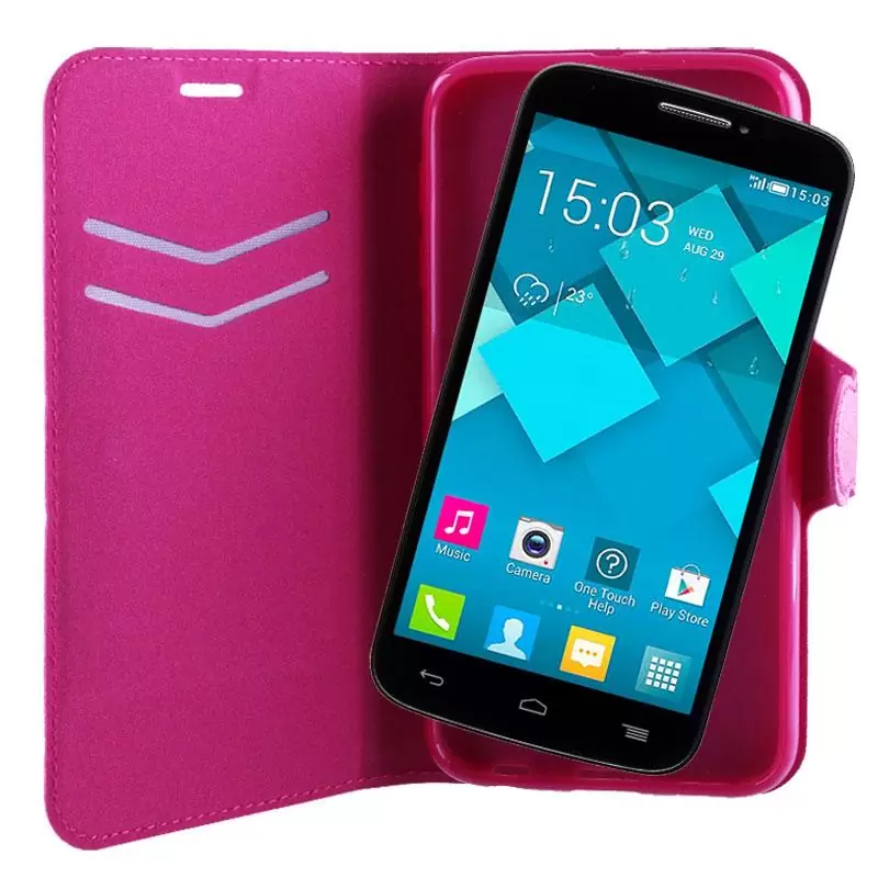 matshop.gr - VOLTE-TEL ΘΗΚΗ ALCATEL ONE TOUCH POP C7 7041 LINE LEATHER-TPU BOOK STAND PINK