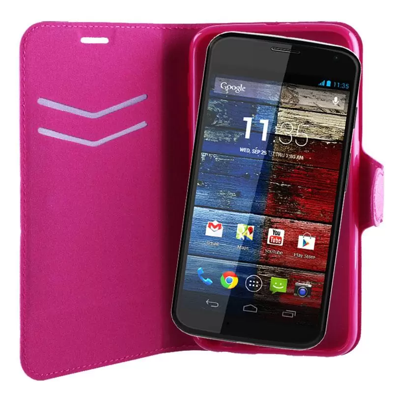 matshop.gr - VOLTE-TEL ΘΗΚΗ MOTOROLA MOTO X XT1095 LINE LEATHER-TPU BOOK STAND PINK