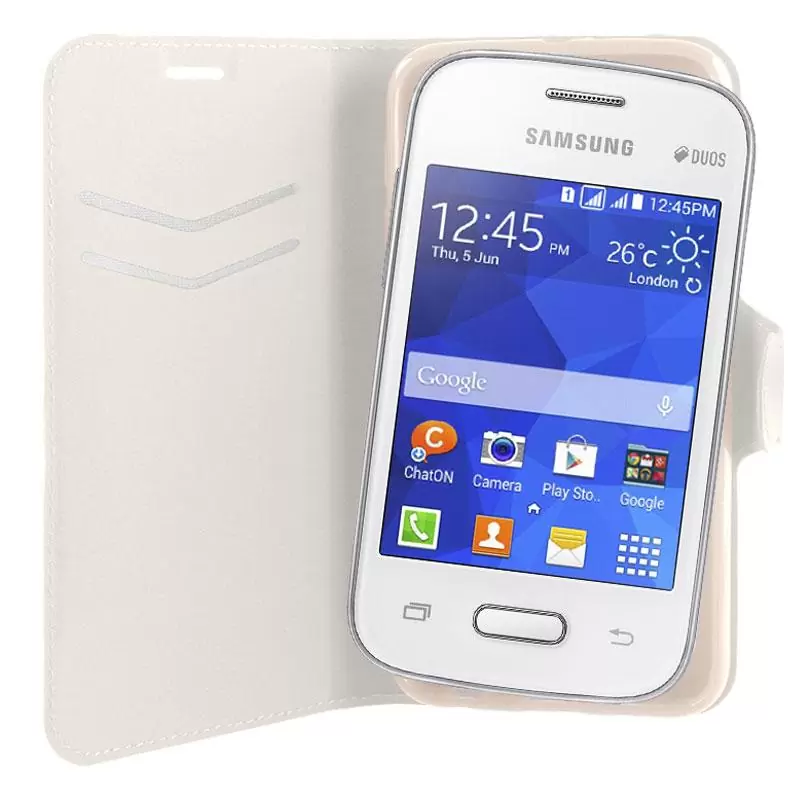 matshop.gr - VOLTE-TEL ΘΗΚΗ SAMSUNG POCKET 2 G110 LINE LEATHER-TPU BOOK STAND WHITE