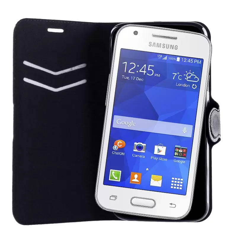 matshop.gr - VOLTE-TEL ΘΗΚΗ SAMSUNG ACE 4 G357 LINE LEATHER-TPU BOOK STAND BLACK