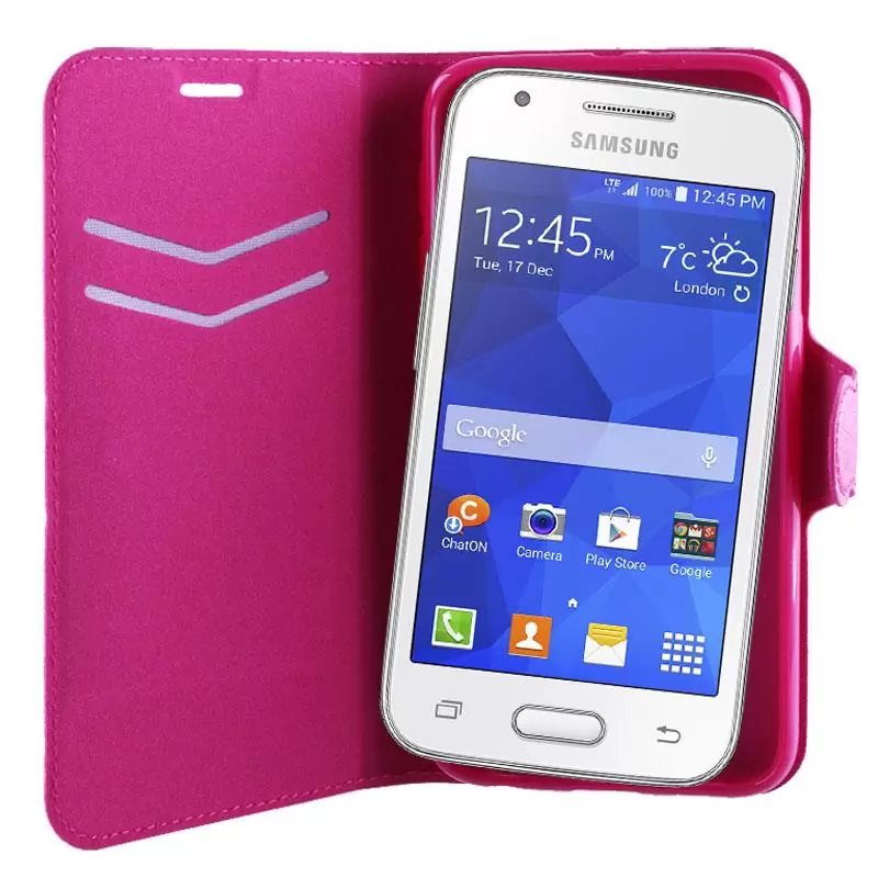 matshop.gr - VOLTE-TEL ΘΗΚΗ SAMSUNG ACE 4 G357 LINE LEATHER-TPU BOOK STAND PINK