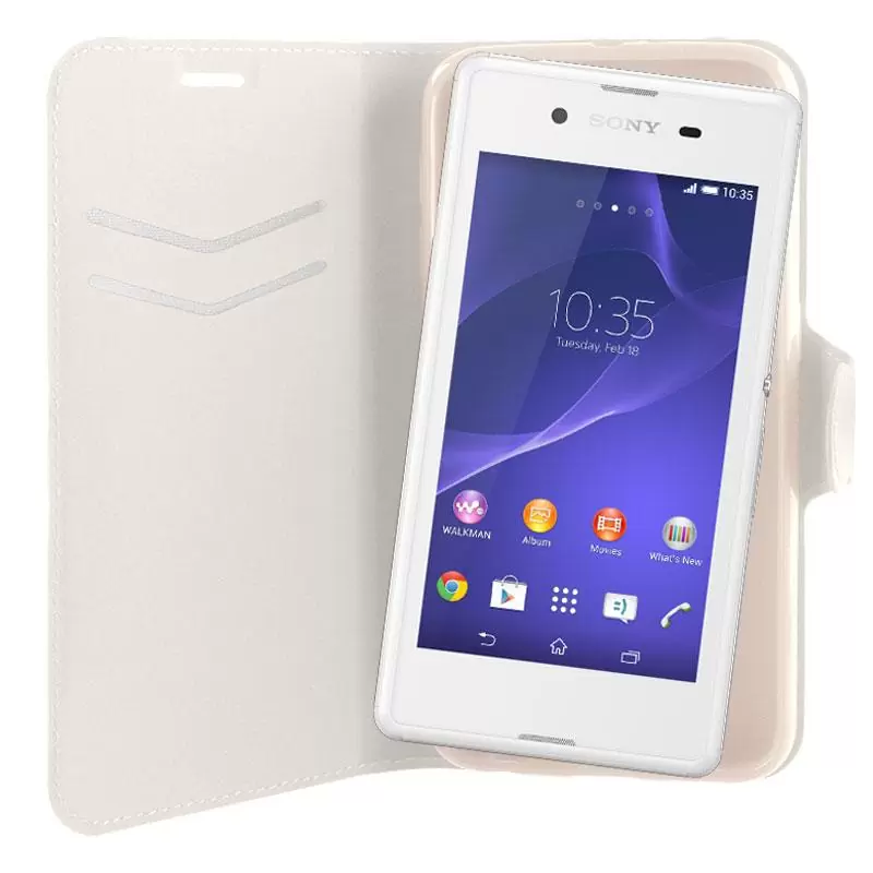 matshop.gr - VOLTE-TEL ΘΗΚΗ SONY XPERIA E3 D2202 LINE LEATHER-TPU BOOK STAND WHITE