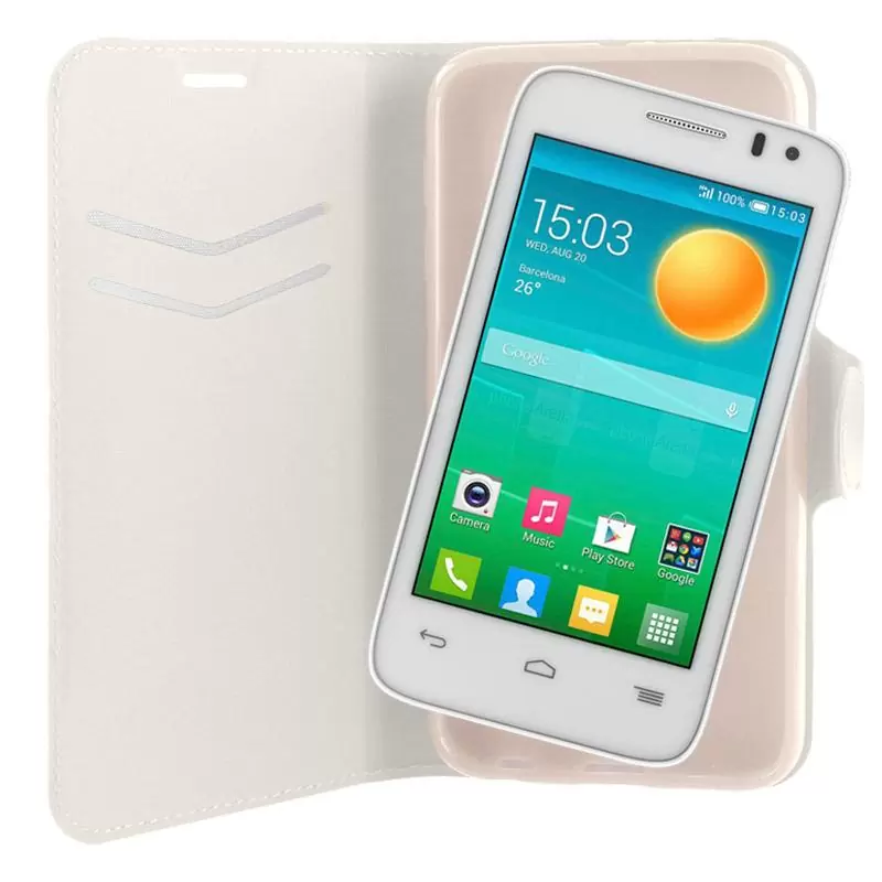 matshop.gr - VOLTE-TEL ΘΗΚΗ ALCATEL POP D3 4037 LINE LEATHER-TPU BOOK STAND WHITE