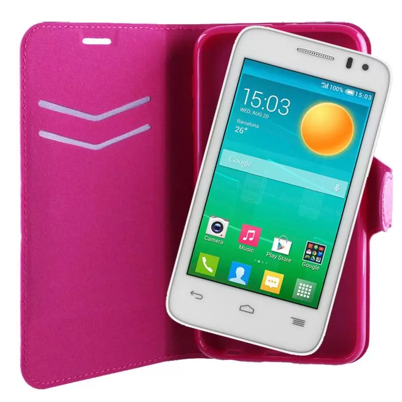 matshop.gr - VOLTE-TEL ΘΗΚΗ ALCATEL POP D3 4037 LINE LEATHER-TPU BOOK STAND PINK