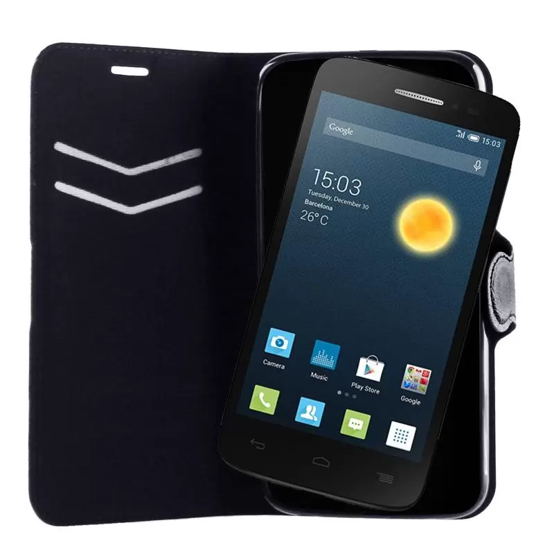matshop.gr - VOLTE-TEL ΘΗΚΗ ALCATEL ONE TOUCH POP 2 5042 LINE LEATHER-TPU BOOK STAND BLACK