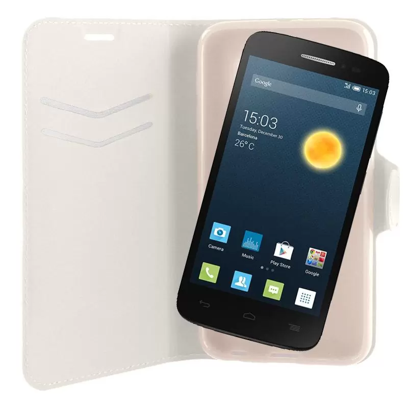 matshop.gr - VOLTE-TEL ΘΗΚΗ ALCATEL ONE TOUCH POP 2 5042 LINE LEATHER-TPU BOOK STAND WHITE