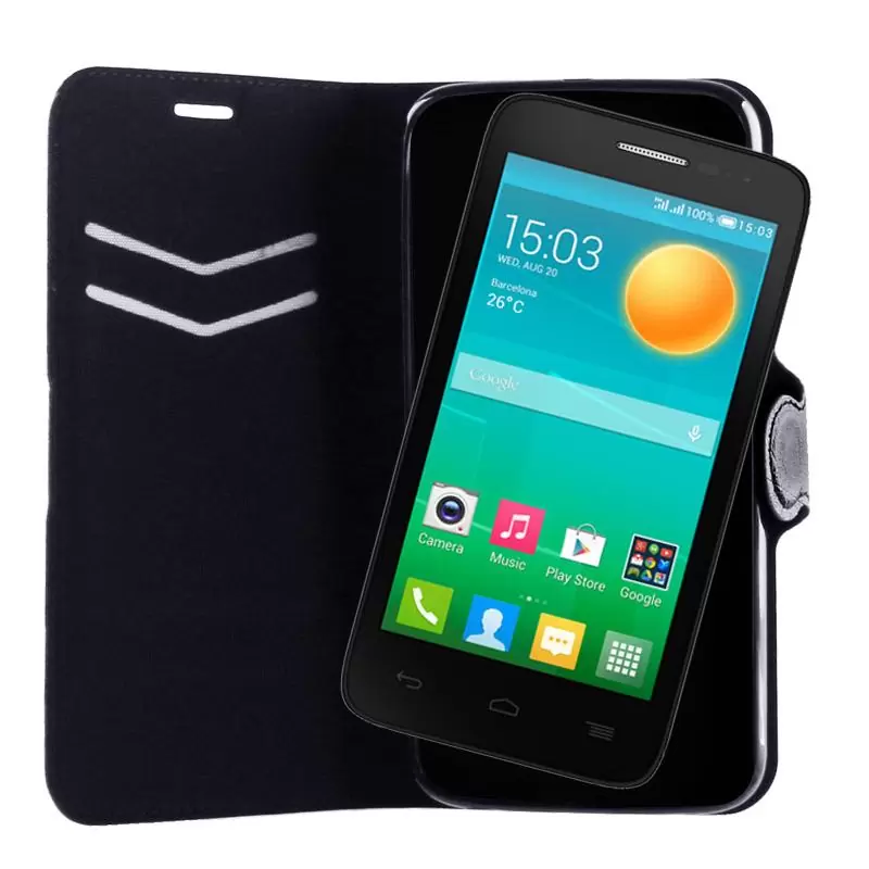 matshop.gr - VOLTE-TEL ΘΗΚΗ ALCATEL ONE TOUCH POP D5 5038 LINE LEATHER-TPU BOOK STAND BLACK
