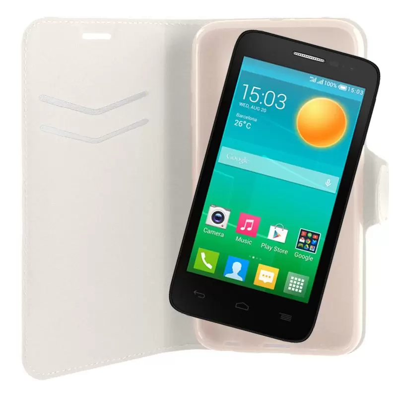 matshop.gr - VOLTE-TEL ΘΗΚΗ ALCATEL ONE TOUCH POP D5 5038 LINE LEATHER-TPU BOOK STAND WHITE