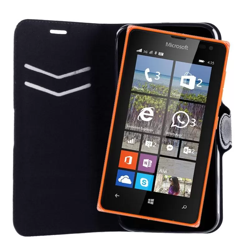 matshop.gr - VOLTE-TEL ΘΗΚΗ MICROSOFT LUMIA 435 LINE LEATHER-TPU BOOK STAND BLACK