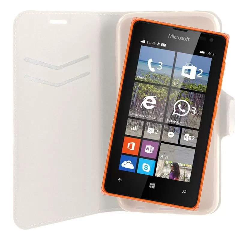 matshop.gr - VOLTE-TEL ΘΗΚΗ MICROSOFT LUMIA 435 LINE LEATHER-TPU BOOK STAND WHITE