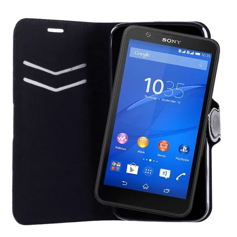 matshop.gr - VOLTE-TEL ΘΗΚΗ SONY XPERIA E4G E2003 LINE LEATHER-TPU BOOK STAND BLACK