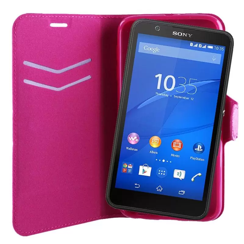 matshop.gr - VOLTE-TEL ΘΗΚΗ SONY XPERIA E4G E2003 LINE LEATHER-TPU BOOK STAND PINK