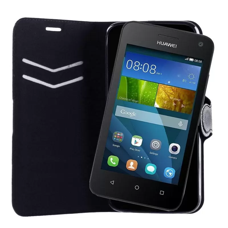matshop.gr - VOLTE-TEL ΘΗΚΗ HUAWEI Y360 LINE LEATHER-TPU BOOK STAND BLACK