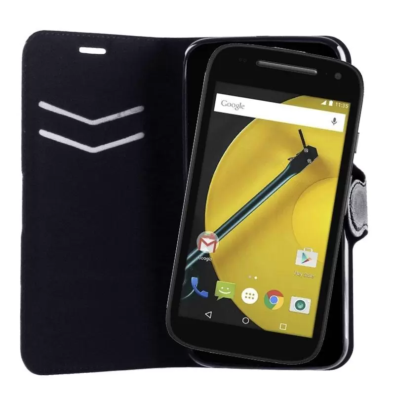 matshop.gr - VOLTE-TEL ΘΗΚΗ MOTOROLA E2 XT1505 LINE LEATHER-TPU BOOK STAND BLACK