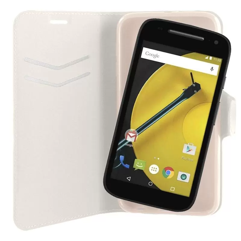 matshop.gr - VOLTE-TEL ΘΗΚΗ MOTOROLA E2 XT1505 LINE LEATHER-TPU BOOK STAND WHITE