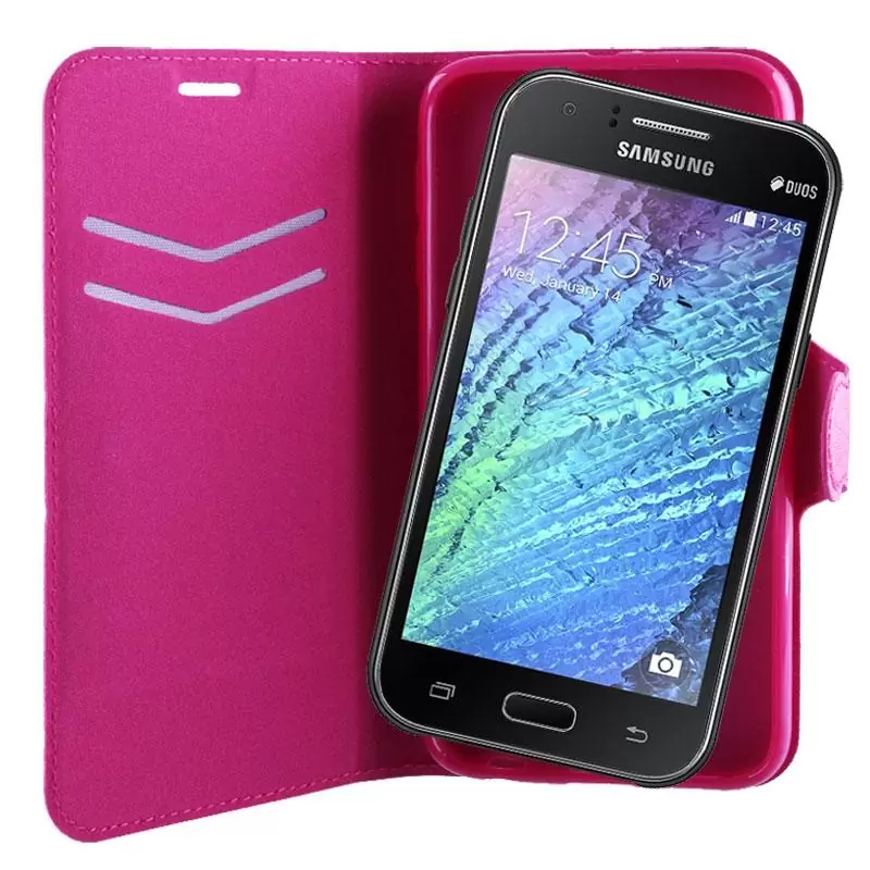 matshop.gr - VOLTE-TEL ΘΗΚΗ SAMSUNG J1 J100 LINE LEATHER-TPU BOOK STAND PINK
