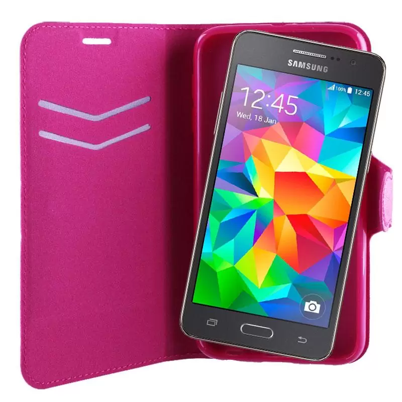 matshop.gr - VOLTE-TEL ΘΗΚΗ SAMSUNG GRAND PRIME G530 LINE LEATHER-TPU BOOK STAND PINK