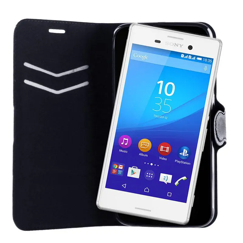 matshop.gr - VOLTE-TEL ΘΗΚΗ SONY XPERIA M4 AQUA LINE LEATHER-TPU BOOK STAND BLACK