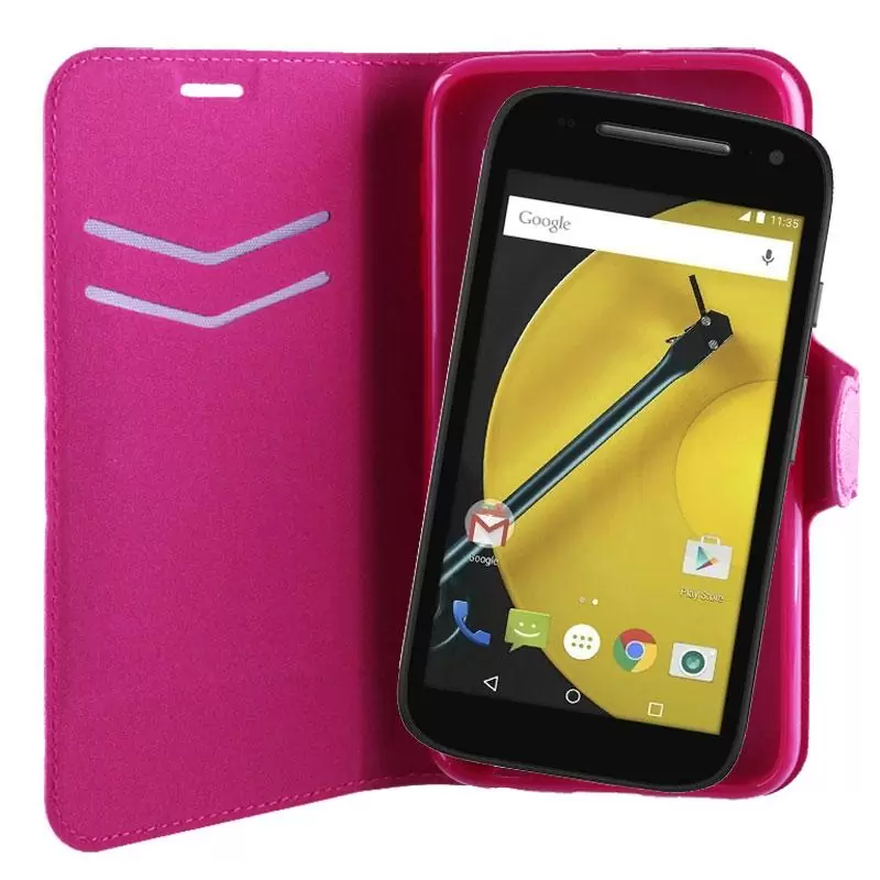 matshop.gr - VOLTE-TEL ΘΗΚΗ MOTOROLA E2 XT1505 LINE LEATHER-TPU BOOK STAND PINK