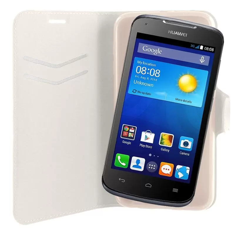 matshop.gr - VOLTE-TEL ΘΗΚΗ HUAWEI Y540 LINE LEATHER-TPU BOOK STAND WHITE